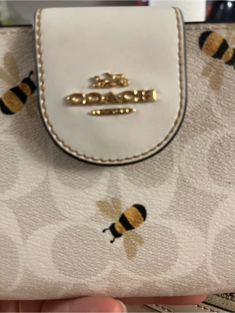 Coach White Bee Print Satchel with Matching Wallet